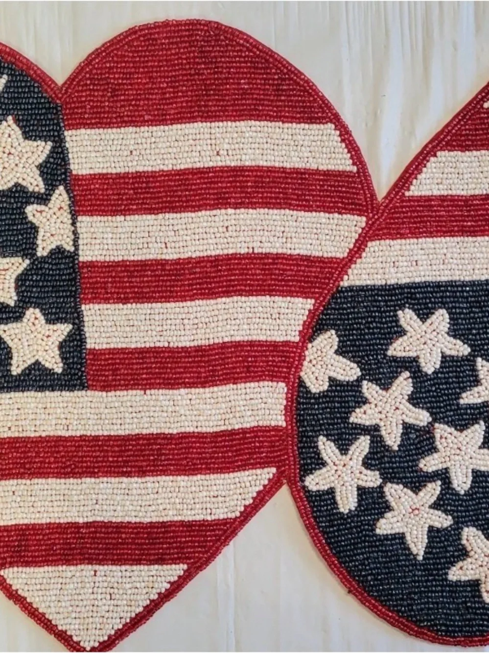 Patriotic Heart-Shaped Table Runner Accent - Red, White & Blue